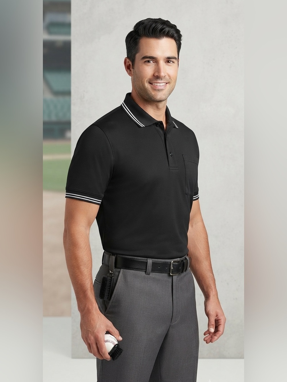 Smitty Body Flex Umpire Shirt Polo Black Sz XL Moisture Wicking Performance Mesh